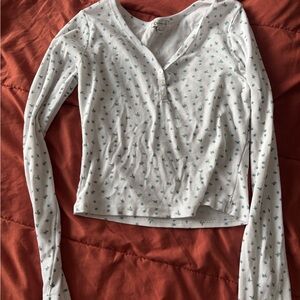 White Floral Long Sleeve Top